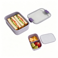 Boîte à bento empilable 40 oz, étanche, 3 compartiments, avec ustensiles intégrés et récipient à sauce, sans BPA, qualité alimentaire