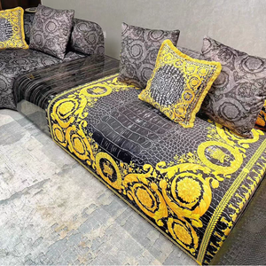 Canapé 7 places en forme de L Canapé sectionnel élégant de qualité supérieure Canapé de luxe en cuir <span class=keywords><strong>noir</strong></span> peau de crocodile Ensemble de salon modulaire en velours Canapé - Product Image 3