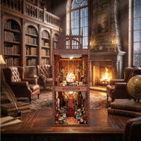 Modèle de maison miniature DIY Bibliothèque Ciel Étoilé transfrontalier, serre-livres rectangulaire 3D à assembler, jouet en blocs de construction en bois, cadeau