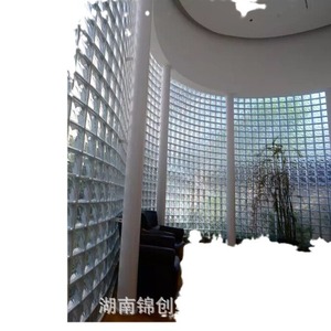 Hunan Glass Brick Hollow Glass <b>Block</b> Water Wave Pattern Curve Shape Wall <b>Mount</b> High Light Transmittance Building Decorative - Product Image 1