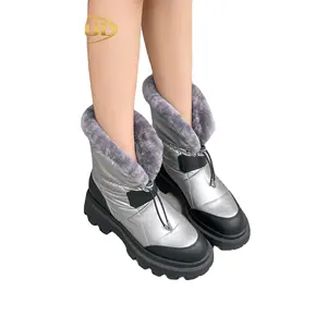 2023 ayak bileği kar botları kadın kış kürk kısa peluş sıcak daireler deri çizmeler kadın bayanlar için rahat ayakkabılar kış kar botları