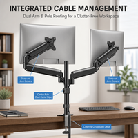 Support de bureau à ressort à gaz pour moniteur sur pied et bras d'ordinateur portable, idéal pour bureaux assis-debout et configurations de bureau