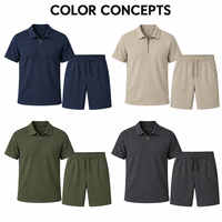 Ensemble polo et short pour homme, bleu marine, OEM, vente en gros, logo personnalisé, marque privée, vêtements de sport décontractés, ensemble deux pièces d'été, commande en gros