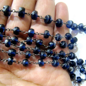 Cadena con Zafiros Azules Facetados en Forma de Rondelle de 5 a 8 mm - Product Image 1