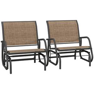 Ensemble de 2 chaises Db Porch Glider en tissu maillé respirant, structure en acier, mobilier de jardin extérieur, design contemporain - Product Image 1