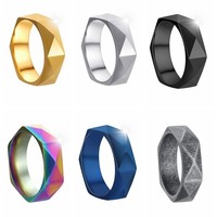 Bagues personnalisées en acier au titane taillé en diamant Bijoux en acier inoxydable Mariages Fiançailles Cadeaux Fêtes Plaqué or Vente en gros