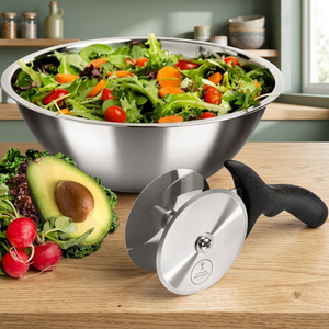Tazón Cortador de Ensaladas de Acero Inoxidable con Mezzaluna de Calidad Profesional para Preparación Ultra Rápida de Ensaladas, Sin Microplásticos - Product Image 3