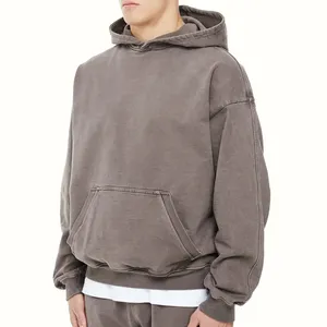 Sweat à capuche surdimensionné pour homme en coton 100% avec logo personnalisé brodé, coupe ample, en molleton épais, idéal pour l'automne - Product Image 5
