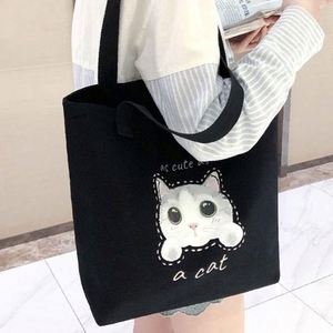 Ins Style Korean Summer Cute Handbag Vertical Environmental Bag Customized Cute Cat Pattern <b>Large</b> Capacity Original Canvas Bag - Product Image 5
