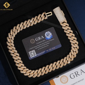 Custom 13mm <b>Iced</b> <b>Out</b> Emerald Cut S925 Silver Moissanite Cuban Link <b>Chain</b> Gold Plated Hip Hop Men's Necklace Diamond Jewelry - Product Image 5