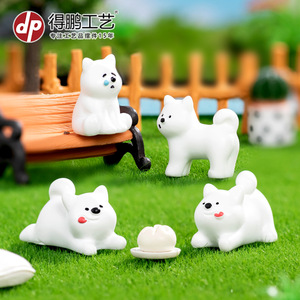 Figurines en résine de chien blanc mignon, mini décorations animales, ornement de bureau à domicile - Product Image 1