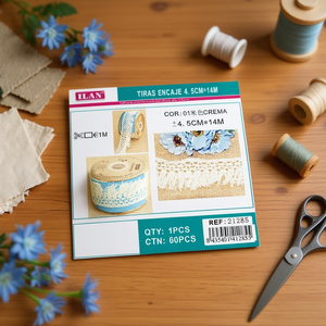 Strisce di pizzo Ilan 4,5 cm x 14 m colore crema per artigianato e decorazioni - Product Image 2