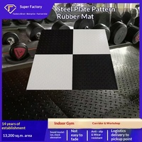 Tapis de sol sportifs imperméables en PVC, motif plaque d'acier, épaisseur 3 mm, tapis de sol en caoutchouc pour salle de sport, couche renforcée en plastique résistante à l'usure