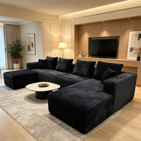 Grand canapé modulaire en forme de U, vertical, en peluche, sans structure, effet nuage, avec double fauteuil inclinable, sans assemblage