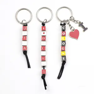 Wholesale Customized Design Tourist Souvenir Metal Beaded Dice Letter Keychain Keyring