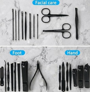Kit de manucure et pédicure en acier inoxydable, 25 pièces, ensemble de soins des ongles avec étui à fermeture éclair, pinces à cuticules, coupe-ongles pour adultes - Product Image 5