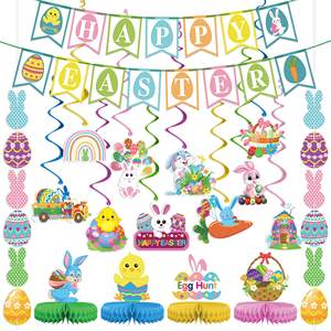 Joyeuses Pâques Bannières Bunny Foil Swirl Pièce maîtresse en nid d'abeille Kit <span class=keywords><strong>de</strong></span> décoration <span class=keywords><strong>de</strong></span> fête <span class=keywords><strong>de</strong></span> Pâques pour les faveurs <span class=keywords><strong>de</strong></span> fête <span class=keywords><strong>de</strong></span> Pâques Fournitures - Product Image 6