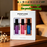 Caja de Muestras de Perfume con Ventana Deslizante para 3 Mini Frascos de Fragancia, Caja Extraíble Impresa Personalizada, Venta al por Mayor OEM