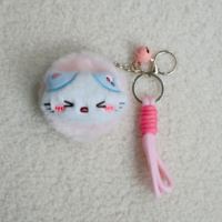 Miroir de maquillage rond Winway Jewelry avec chaîne, porte-clés compact pour sac à main, cadeau de voyage, miroir en peluche