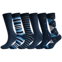 Chaussettes pour hommes Burlington Basic à motif Argyle, lot de 2 paires, coton, boîte cadeau, mélange bleu 0070 36-41