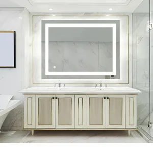 Miroir led rectangulaire personnalisé maquillage miroir led écran tactile led bain miroir intelligent pour salle de bain