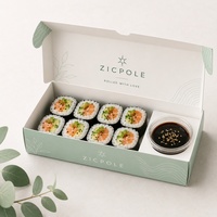 Boîte à sushi personnalisée de qualité alimentaire avec porte-gobelet pour sauce, idéale pour les rouleaux de sushi, les plats froids et l'emballage de restaurant