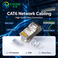 Connecteur modulaire RJ45 FTP CAT6, boîtier transparent en PC, contacts plaqués or, conception détachable en trois parties, sertissage facile pour CAT6