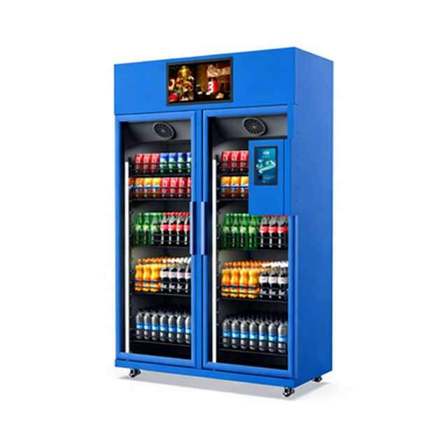 Smart Vending Fridge AI Vision Recognition SDK Enabled Credit Card Cashless Payment Wi-Fi Remote Management Compressor Cooling