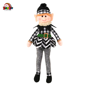 Zaves Wholesale Paire d'<span class=keywords><strong>elfes</strong></span> modernes en peluche polaire à membres flexibles de 14 pouces, à carreaux noir et blanc, pour décoration de Noël à la maison et sur l'arbre - Product Image 5