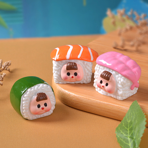 6 Stijlen Creatieve Simulatie Voedsel Speelgoed Mini Hars Ambachten Mini Sushi Baby Gezicht Ambachten Japanse Keuken Miniaturen Voor Poppenhuis - Product Image 2
