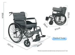Silla de Ruedas Manual Plegable de Acero al Carbono de Alta Calidad con Diseño de Inodoro para Personas Mayores - Product Image 6