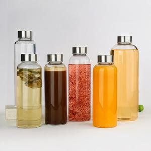 Ensemble de bouteilles <span class=keywords><strong>à</strong></span> jus en verre borosilicate multi-capacités avec couvercles en acier inoxydable, hermétiques et anti-fuites pour le stockage au réfrigérateur, vente en gros - Product Image 1