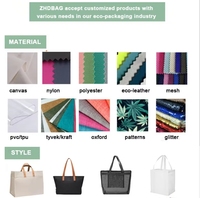 Sac fourre-tout en coton épais personnalisé rayé imprimé logo rouge blanc sac fourre-tout pliant fermeture éclair sac fourre-tout en toile avec de longues poignées Web