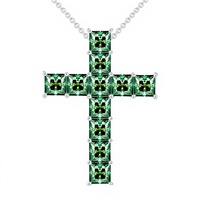 Pendentif Croix en Moissanite, Collier Pendentif en Moissanite, Moissanite Coupe Princesse Verte, Bijoux en Argent Sterling 925, Argent 925 S925