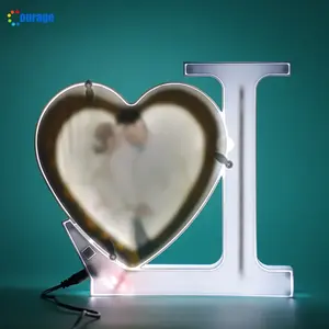 Мужественное пользовательское зеркало с логотипом в форме сердца картина домашний декор женское Сублимационное косметическое волшебное зеркало со светодиодной подсветкой