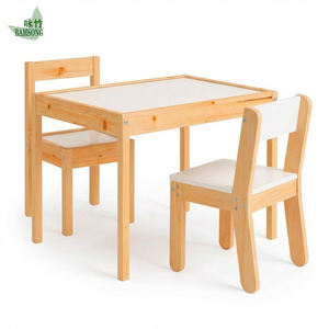 Kids Ergonomic Study <strong>Desk</strong> Chair Set Foldable Wooden Height Adjustable Eco-Friendly Play Table for Home School Kindergarten - Product Image 1