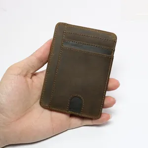 Özel vintage çılgın at RFID boş iş erkek kredi kartlıklı cüzdan