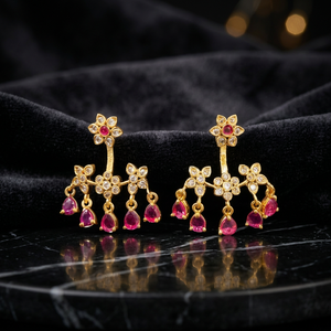Pendientes de Moda Tradicionales Étnicos de Alta Calidad, Chapados en Oro, Aleación de Zinc, Zirconia, Imitación de Perla, Kundan, Jhumka, Maang Tikka - Product Image 3
