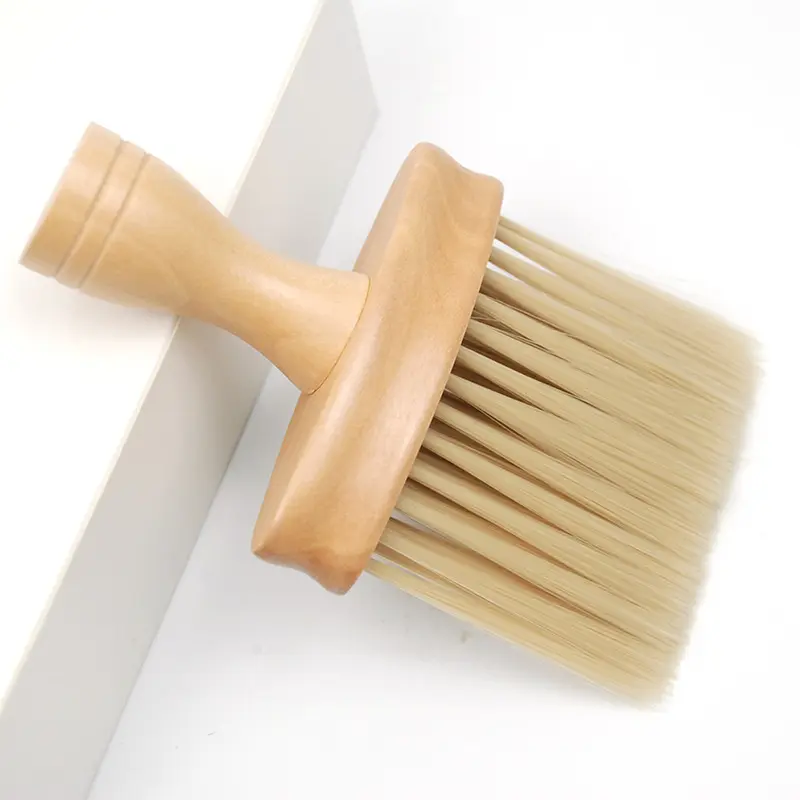 Logo personnalisé Barbier Accessoires De Coiffeur De Coupe De Cheveux Cou Duster Brosse Bois Salon Coupe De Cheveux Outil De Nettoyage Pour Enlever Les Poils