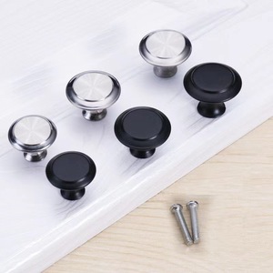 Stainless Steel Round Cabinet <b>Knobs</b> Black And <b>Silver</b> Modern Furniture Handles For <b>Drawer</b> Wardrobe Door 201 Steel Antirust - Product Image 2