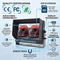 Moniteur AHD IPS 7 pouces 700 nit | Enregistrement DVR H.264 | Écran partagé 2 voies | Prise d'aviation 4 broches pour ambulance et fourgon frigorifique E-MARK