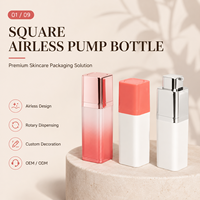 Flacon pompe airless carré pour emballage cosmétique sous vide 15ml 30ml 50ml, flacon pour crème et sérum de soin, OEM ODM, logo personnalisé