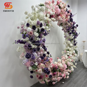 Roses en soie artificielles de couleur dégradée lisse fleurs d'arc en soie rondes florales pour la décoration de mariage - Product Image 4