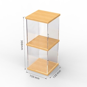 Acrylic Figurine <b>Display</b> <b>Case</b> With Wooden Shelves For Toys Collectibles Storage Organizing Shelf Unit - Product Image 2