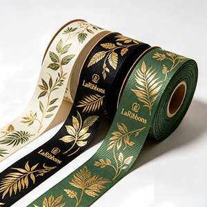 Ruban en coton et lin imprimé avec logo personnalisé, écologique, à motifs floraux vintage, pour les fleuristes et les projets de bricolage - Product Image 5