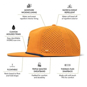 Gorras de Béisbol Personalizadas de 6 Paneles con Bordado 3D en Amarillo de Dos Tonos, Impermeables, con Visera Plana - Product Image 4