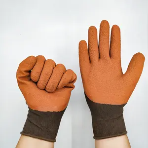 Оранжевые хлопковые перчатки с латексным покрытием