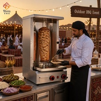 Mesin Kebab Gas Listrik Komersial Heavy Duty 5.4KW 2 Tungku Stainless Steel Shawarma Doner Grill untuk Bisnis Layanan Makanan