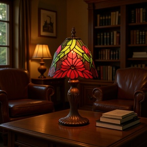 Lampe de table en chrysanthème d'inspiration campagnarde Ouhaodi, art déco fait main pour la lecture, éclairage créatif de chevet et de café - Product Image 1