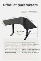 Bureau debout d'angle à moteur unique, réglable en hauteur électriquement, pour bureau et étude, avec pieds de table circulaires, ergonomique, en acier